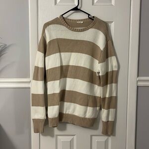 Brandy Melville tan and white striped sweater